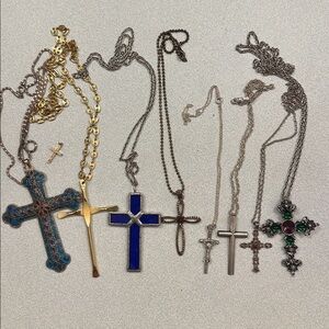 Assorted Cross Necklaces in Gold and Silver